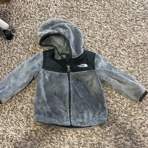 The North Face Gray and Black Hooded Fleece